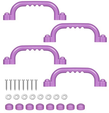 TOPNEW 4Pcs Kids Playground Safety Handles -Swing Set & Climbing Frame Hand Grips, Multi-Color Plastic Grab Bars for Outdoor Playhouse, Jungle Gym, Climbing Frame (Purple)