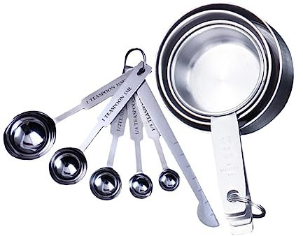 Alipis 2 Impostati Misurino Misurino Set Cottura Forno Tazza Di Misurazione Misurare Misurino Per Misurini e Tazze Cucchiaini Misurini Tazze Miscelazione Cucinando Maniglia Argento