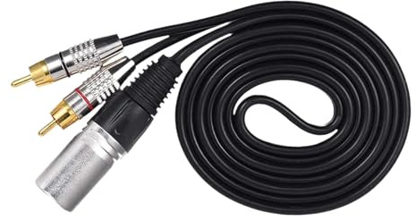 Perfeclan Câble Audio XLR mâle vers 2 RCA mâles, Longueur 5 m, câble répartiteur en Y, d'interconnexion Audio stéréo pour Carte Son et Micro