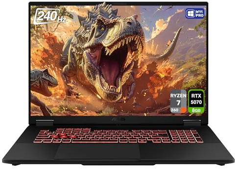 ASUS TUF A18 Gaming Laptop, AMD Ryzen 7-260, 32 GB DDR5 RAM, 2 TB PCle SSD, 18 2.5K (2560x1600) 240Hz Display, Nvidia G-Force RTX 5070, RGB Backlit Chiclet Keyboard, W11 Pro, Jaeger Gray