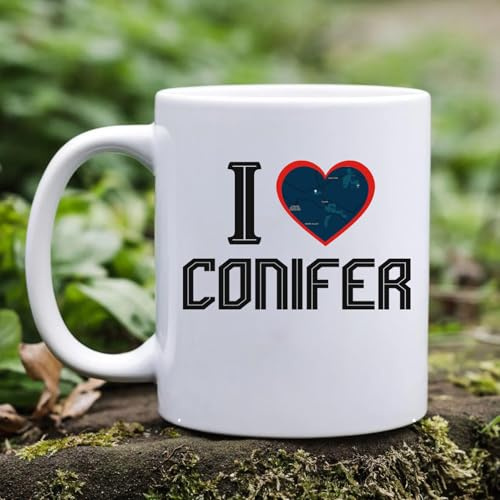 Keepsake Present Mug for City Conifer Colorado State - I Love Conifer CO Souvenirs Mug Ceramic 11oz White