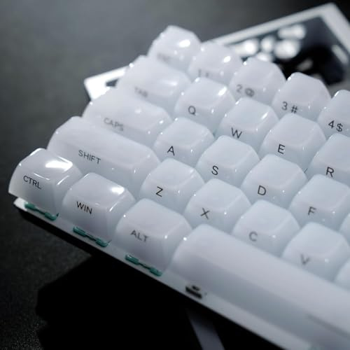 LQXQ Jelly keramiska tangentkåpor stil, MDA-profil, transparent, klar vit | Sidotryck, 60 65 75 100 procent för Cherry MX, Outemu, Gateron (endast knapplock)