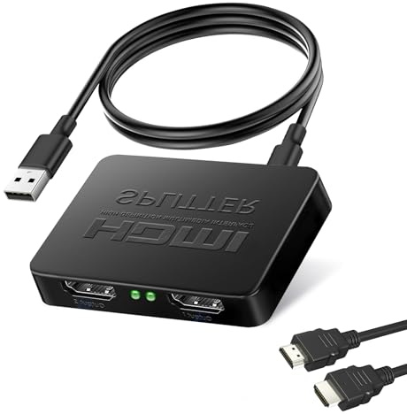 SUNNIFLY Splitter HDMI 1 Entrada 2 Salidas，Duplicador HDMI，para Dos Monitores，Soporte 1.0 a 1.4,Soporte 4k, 3D, 1080p, Plug and Play