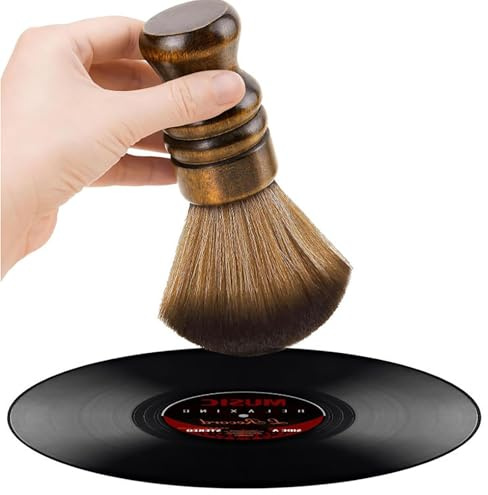 GIONAR Vinyl Record Cleaning Brush, Anti-Static Record Cleaner with Ultra-Fine Fiber Bristles & Wood Handle, Safe Dust Remover for LP CD Albums