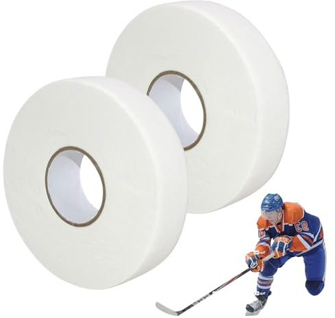 Zyiphor 2 Rollen Eishockey Tape White Eishockey Schläger Tape Rutschfestes Hockeyschlägerband Tapeband Hockeyschläger für Tennisschläger Badminton (25m x 25mm)