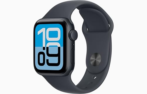 Apple Watch SE 3 [GPS + Cellular, 40mm] Aluminiumboett Midnatt med Sportband Svart, S/M (Renoverad)