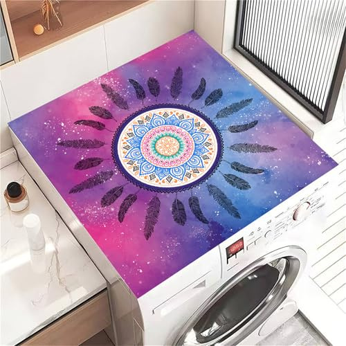 Highdi Housse de Protection pour Machine à Laver Top Attrape-Rêves à Souhaits, Coussin de Machine à Laver Antidérapant, Tapis de Protection pour Dessus Sèche-Linge Séchage Rapide (Violet 1,30x40cm)