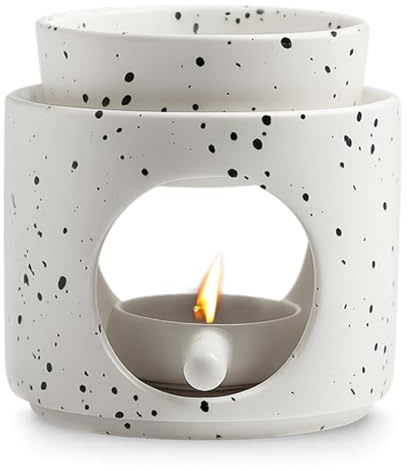 YuLiMirich Lampada profumata Tealight, lampada profumata in ceramica con porta lumini, lampada profumata per oli essenziali, lampada aromatica con cucchiaio, fornello di incenso, lampada profumata per