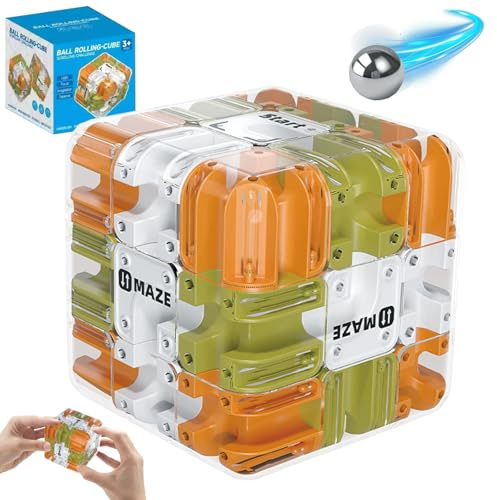 YOUYIKE Puzzle da labirinto 3D, 2 in 1, giocattolo a forma di cubo magico, puzzle logico, gioco con mucca rotante, per sviluppare la capacità logica di pensiero (arancione)