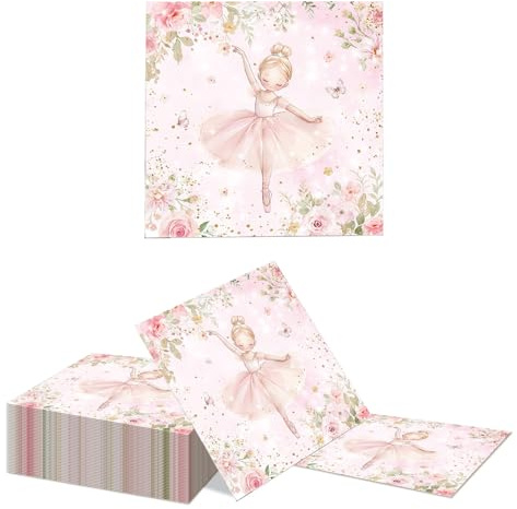 Kotkiddy 40 Rosa Ballerina Servietten Mädchen Ballett Geburtstag Baby Shower Hochzeit Papierservietten Party Deko