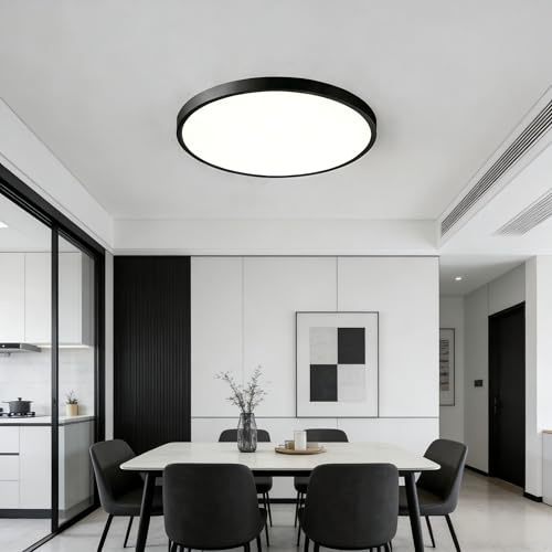 BTLINK Deckenlampe Schwarz Rund 40cm - LED Deckenleuchte Dimmbar 3000K-6000K mit Memory-Funktion, Ultra Flach 2.5cm, 36W für Wohnzimmer, Küche & Schlafzimmer