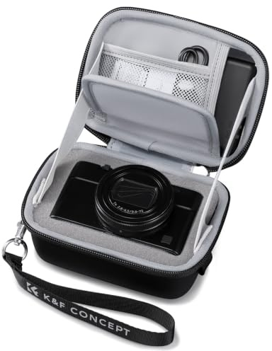K&F CONCEPT Custodia per Fotocamera Digitale, Borsa Rigida da Viaggio in EVA, Custodia Protettiva Antiurto Compatibile con Sony ZV-1 / Ricoh GR III/Canon G7 X, Nero, M