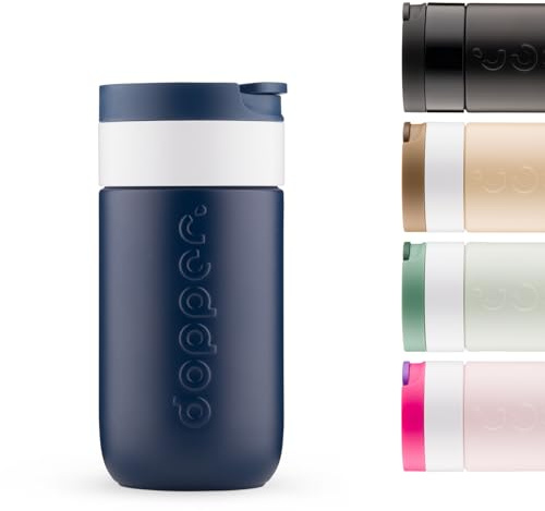 Dopper Travel Mug Thermobecher 300 ml Breaker Blue - Auslaufsicherer Isolierbecher für kohlensäurehaltige Getränke, 6h warm / 20h kalt, 90% recycelter Edelstahl