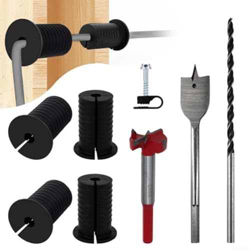 Kabelführungs-Set, Silikon-Wanddurchführungs-Set mit Bohrern und Clips für Wohnmobil, Wohnmobil, Outdoor, Stromversorgung, Ausrüstung, Kabelmanagement (schwarz)