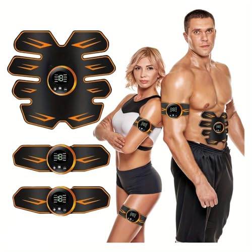 HENESE EMS Trainingsgerät,Bauchmuskeltrainer ABS,Gezielte Stimulation der Bauch Muskulatur,USB Wiederaufladbar EMS Bauchmuskeltrainer Trainer,12 Stück Ersatzpads,8 Modi & 19 Intensitäten for Abdomen