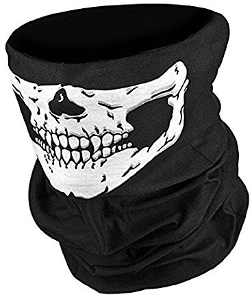 Juliyeh Biker Skeleton Skull Face Mask BMX - Airsoft - Ski Snood Neck Warmer (White), One Size