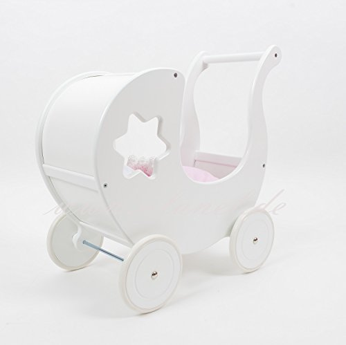 ALANEL Puppenwagen Doll Pram Scoter MIT BETWÄSCHE Carrozzina Della bambola Dolls pram (White)