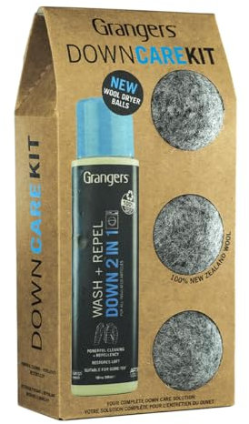 Grangers Kit de soins pour le duvet | Comprend un nettoyant et un repoussant 300 ml | 3 balles sèches | Parfait pour les doudounes | Kit tout en 1