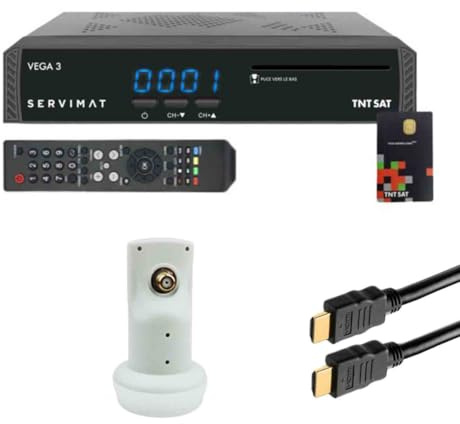 Pack SERVIMAT Récepteur Satellite Full HD + Carte TNTSAT V6 + Câble HDMI + LNB Single HDSAT