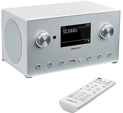 MEDION P85166 Internetradio mit DAB+ (WLAN, UKW FM, Spotify Connect, Amazon Music, DLNA, USB, LAN, Kopfhöreranschluss, Line in/Out, Weckfunktion Snooze Sleep)