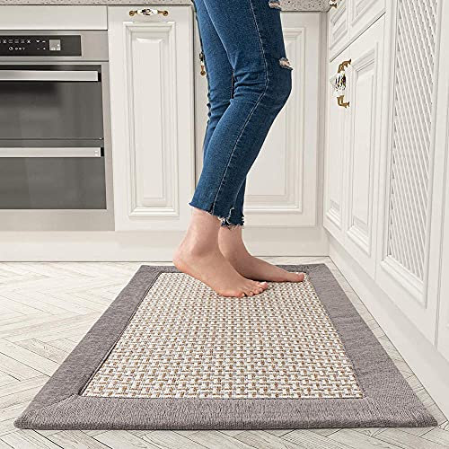 farsky Tapis Cuisine Devant evier, antidérapant et Lavable, en Machine Coton et Lin Absorbant Gris(50x 80cm)