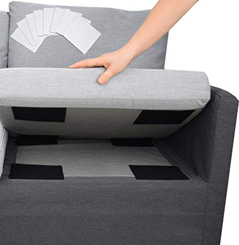 Non Slip Cushion Pad, Hook Loop Tape for Reduce Couch Cushions Sliding (15 x 15 CM)- (8PCS, Black)