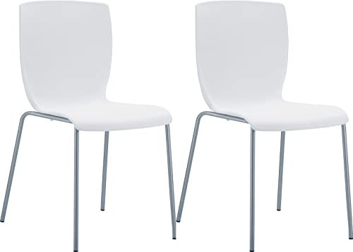 CLP 2er Set Gartenstühle Mio Kunststoff I Stapelbare Bistrostühle Mit Aluminiumgestell, Farbe:weiß