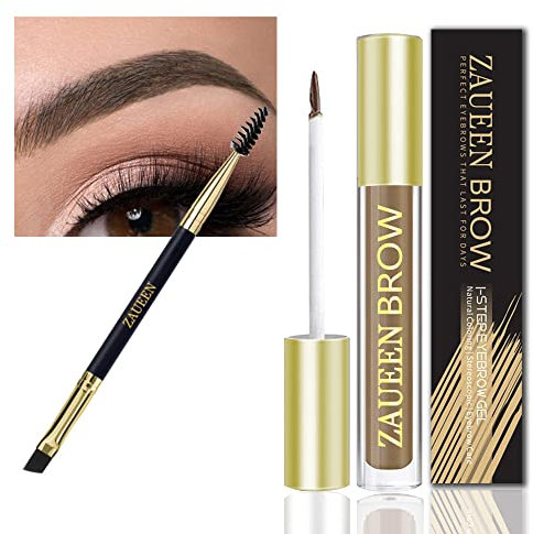 Augenbrauen Gel, 48 Stunden lang anhaltendes und Wasserfest, wischfest, schweißbeständig, natürlich, Brauen-Setter für semi-permanentes, mit Pinsel, Anti-discoloration Eyebrow Gel, 5g (02# BRUNETTE)