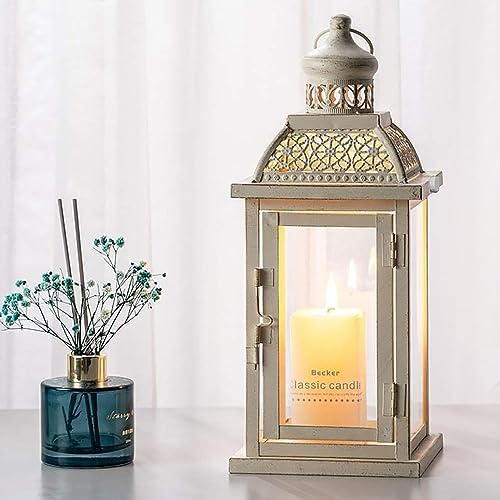 NEEDOMO 14.4 Lanterns Decorations Indoor, Hanging Candle Lantern Outdoor, Vintage Large Lantern Decor with Clear Glass, Metal Candle Holder for Home, Table, Patio, Rustic Farmhouse Wedding, Christmas