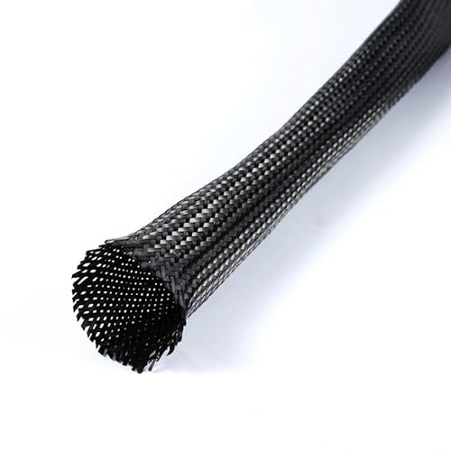 10m Cable Tidy Sleeve, Nylon Woven Mesh Tube PET Expansion Sleeve Braided Casing, For TV Computer Office Home Theater Black Braided Cable Management Tube (Size : 30MM)