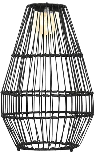 Outsunny Solarleuchte, Rattan Solarlampe, Wasserdichte Wegleuchte mit Lichtsensor, Automatische LED Gartenlampe mit Trommel-Design, für Balkon, Terrasse, Hof, Stahl, Schwarz