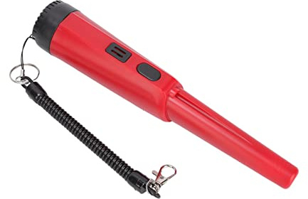 Septpenta Metalldetektor Pinpointer für Kinder, mit Ton und Vibrationsalarmen, Wetterfestem Gehäuse, Tragbarem Metalldetektor mit LED und Lanyard Schlaufen für Die Schatzsuche(Rot)