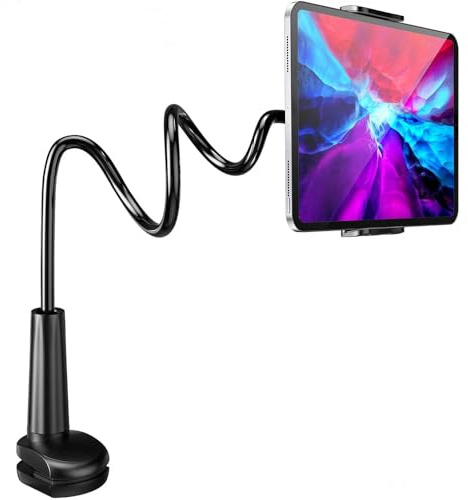 HGLCM Gooseneck Tablet Holder Cell Phone Holder, Universal 360° Flexible Tablet Stand, Lazy Arm Holder Clamp Mount Bracket Bed for iPad Mini/Air, Samsung Galaxy Tab and 4.7-11 Devices(Black)