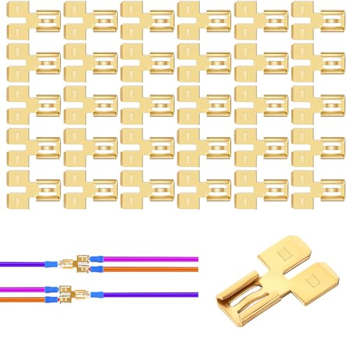 30pcs Spade Terminal Splitter, Quick Disconnect Insulated Double Male Tab Single Female Slip on Spade Piggyback Connector Electrical 2 Way Splitter for Automotive Dual Spade Connector 1/4in Blade
