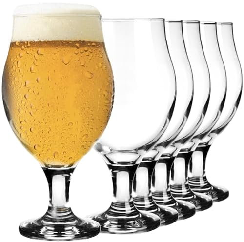 KIAPPO Pokal Tulpenform Juego de 6 Vasos de Cerveza de 570 ml - Vasos de Cristal para Cerveza, Agua y Cócteles - Diseño Biertulpen - Aptos para Lavavajillas