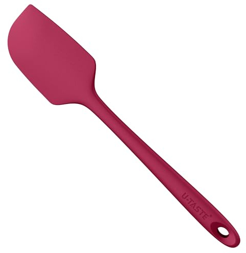 U-Taste Großer Silikon Spatel, 250℃ hitzebeständiger, 29cm, Rot | Antihaft Flexibler Nahtloser Teigschaber, Backen Kochen Silikon Küchenutensilien mit Nylonkern zum Mischen Rühren Schaben