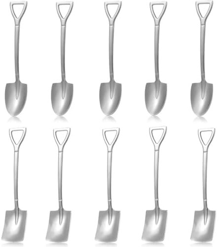 10 Stück Edelstahl Suppenlöffel, Schaufelförmiger Kaffeelöffel, Wassermelone Löffel Milchtee Kaffee Kaffee Zuckerlöffel Eisdessertlöffel für Party Küche Zuhaus