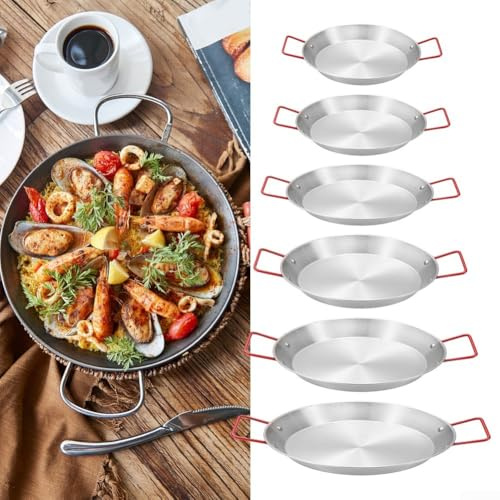 Poêle à paella en acier inoxydable de 18/20/22/24/26/28 cm, plat de service pratique, facile à nettoyer, wok, bâton de collation (20 cm)