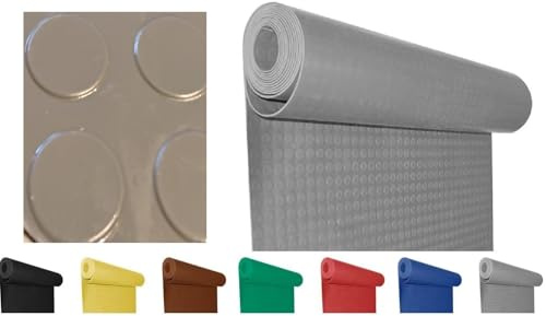 Mugar- Suelo de Goma Antideslizante - Pavimento de círculos | Suelo de Caucho | Colores Decorativos | Rollo de la Medida seleccionada (Gris, 1x2m)