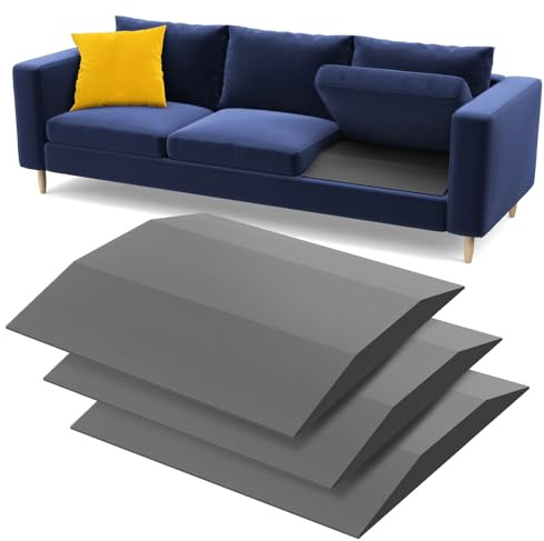 Sellmazon Couch Cushion Support for Sagging Seat - 20 x 20 High-Density Trapezoid 35D Foam Sofa Cushion Supports, Couch Supporter for Under The Cushions, Grey Set of 3