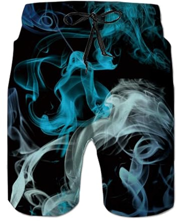 Belovecol Snabbtorkande badshorts för män med nätfoder 3D-grafiska strandsurfshorts, Färg: blå, M