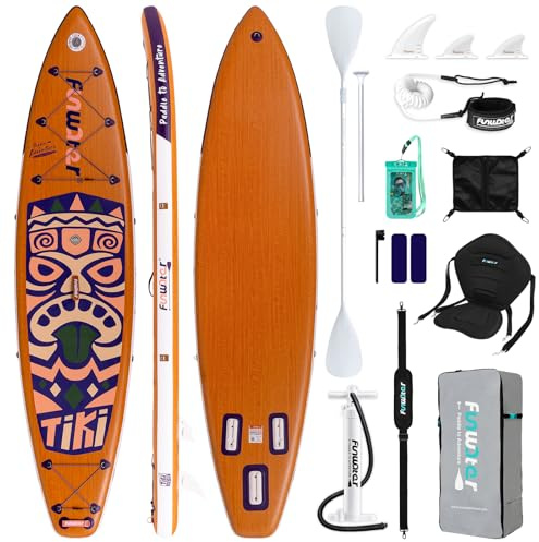 FunWater 10'6–11'6 SUP Board, aufblasbares Stand-Up Paddle Board für alle Könnensstufen, ideal für Einsteiger & Familien, mit Anti-Rutsch Eva-Deck, Paddel, Pumpe & komplettem Zubehör