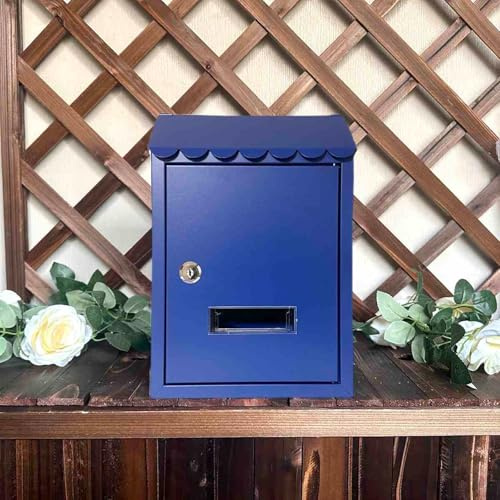 Boîte aux lettres murale de grande capacité pour la maison, robuste et durable, en acier galvanisé de couleur bleue, boîtes aux lettres d'extérieur pour l'extérieur