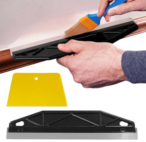 Paint Shield, 12 inch Paint Guard for Cutting in, Straight Edge Painting Tool, Cutting in Tool for Painting Straight Edges for Walls Wallpaper Ceramic Tile Paint, with 1 Scraper