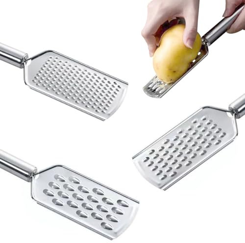3 Stück Kleine Reibe, Microplane Reibe Klein, Handreibe Edelstahl, Käsereibe, Obst- Und Gemüsereibe, Schäler Melonenschäler, Küchenreibe, Parmesanreibe, Cheese Grater für GemüSe, Obst, KäSe