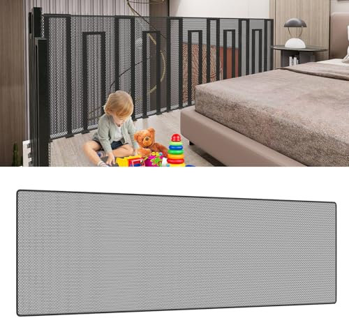 Aufun Kinder Sicherheitsnetz, Baby Balkon Geländer Treppenhaus Schutznetz, 600Lx90H cm Erhöhtes Langlebiger Treppenschutznetz Treppengeländer Zaun Mesh-Schutznetz für Kinder Haustiere, Schwarz
