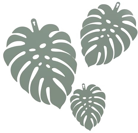 UNUS Monstera Wandaufhänger 3er-Set aus Metall, Tropische Blätter | in Grün Schwarz oder Rostoptik, mit klappbarem Aufhänger für 3D-Optik, Moderne Wanddekoration für Innen & Außen