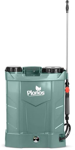 Plonos Tryckspruta Spruta ryggspruta kapacitet 16 l batteri 8 Ah 12 V 4 munstycken lans grå