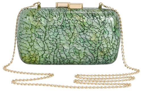 Ryxuzer Elegantes monederos acrílicos para mujer, a la moda, bolso de mano cuadrado con hombro cuadrado, bolso cruzado para fiesta, graduación, lujo, Verde