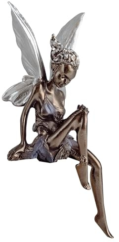 Gxdamxz Elfen Figuren Garten, Gartenfiguren Fee mit Flügeln Gartendeko für Außenbereich, Braun‌